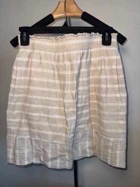 J. Crew Beige and White Striped Mini Skirt